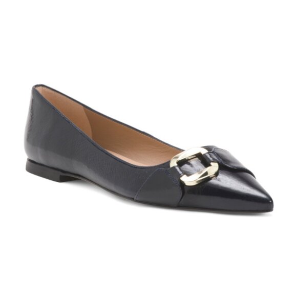 LK BENNETT Made In Spain Patent Leather Ethel Crystal Flats